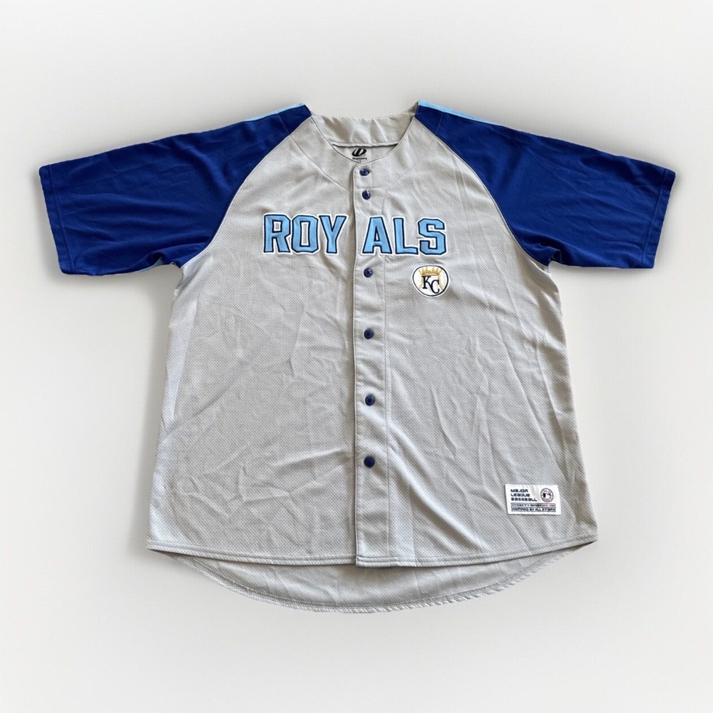 Kansas City Royals Jersey Mens XL Dynasty Series Stitched Baseball MLB‎ Gray Y2k